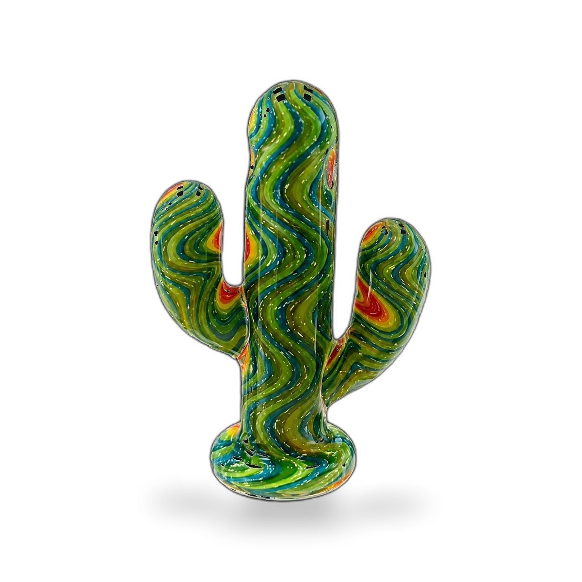 Western Cactus, a hand-blown green and orange glass cactus pendant